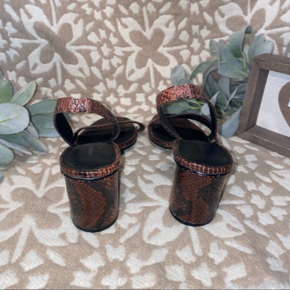 Maroon and black Snake print heels. - Picture 3 of 4